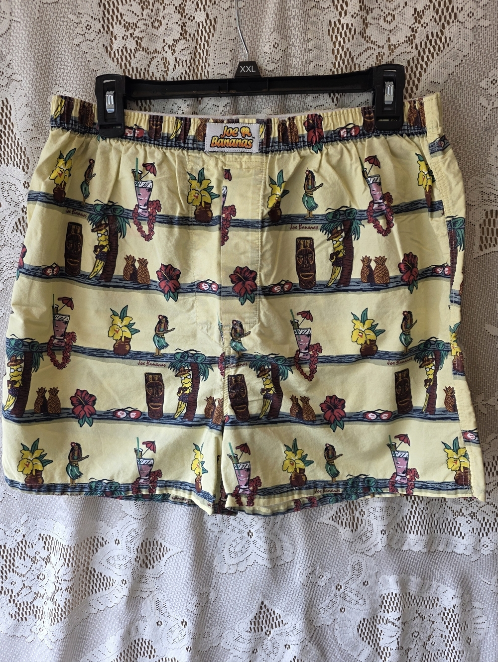 Vintage Cotton Joe Bananas Yellow Tiki Print Boxer Shorts